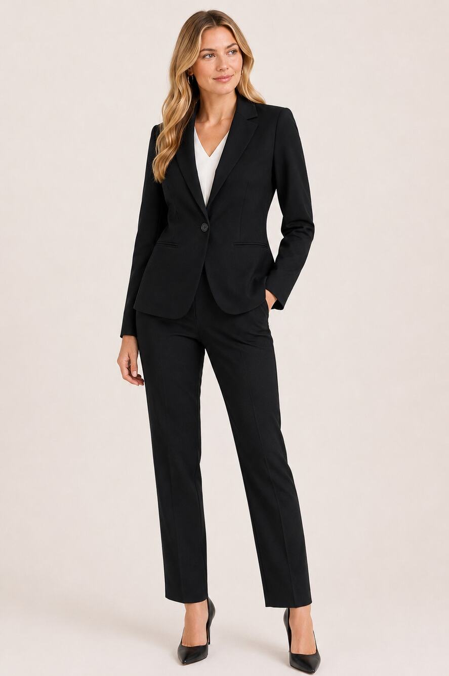 Banana Republic Long & Lean Ponte Knit One Button Blazer Black Stretch Womens XS